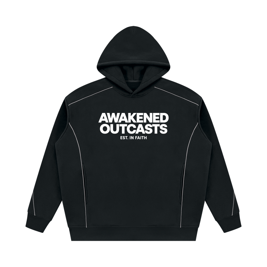 Unisex Oversized Piping Fleece Hoodie