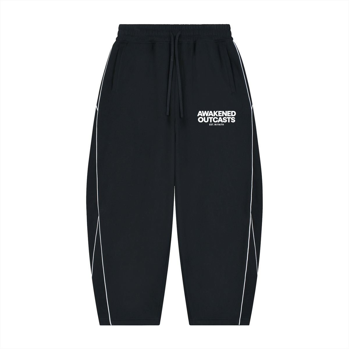 Unisex Piping Fleece Barrel Leg Sweatpants