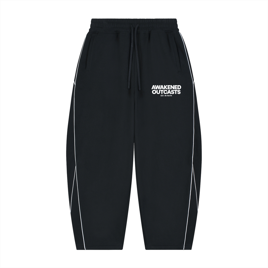 Unisex Piping Fleece Barrel Leg Sweatpants